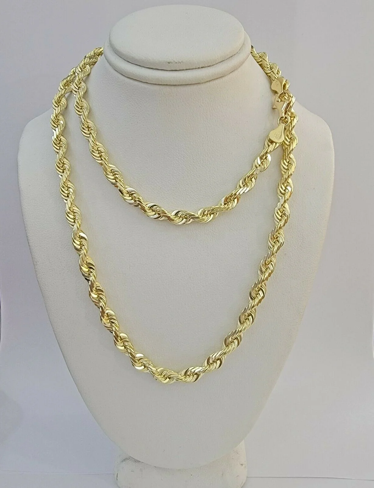 SOLID Gold 10k Rope Chain 5mm 22"-26" Inch 10kt Yellow Gold Necklace Diamond Cut - Image 7