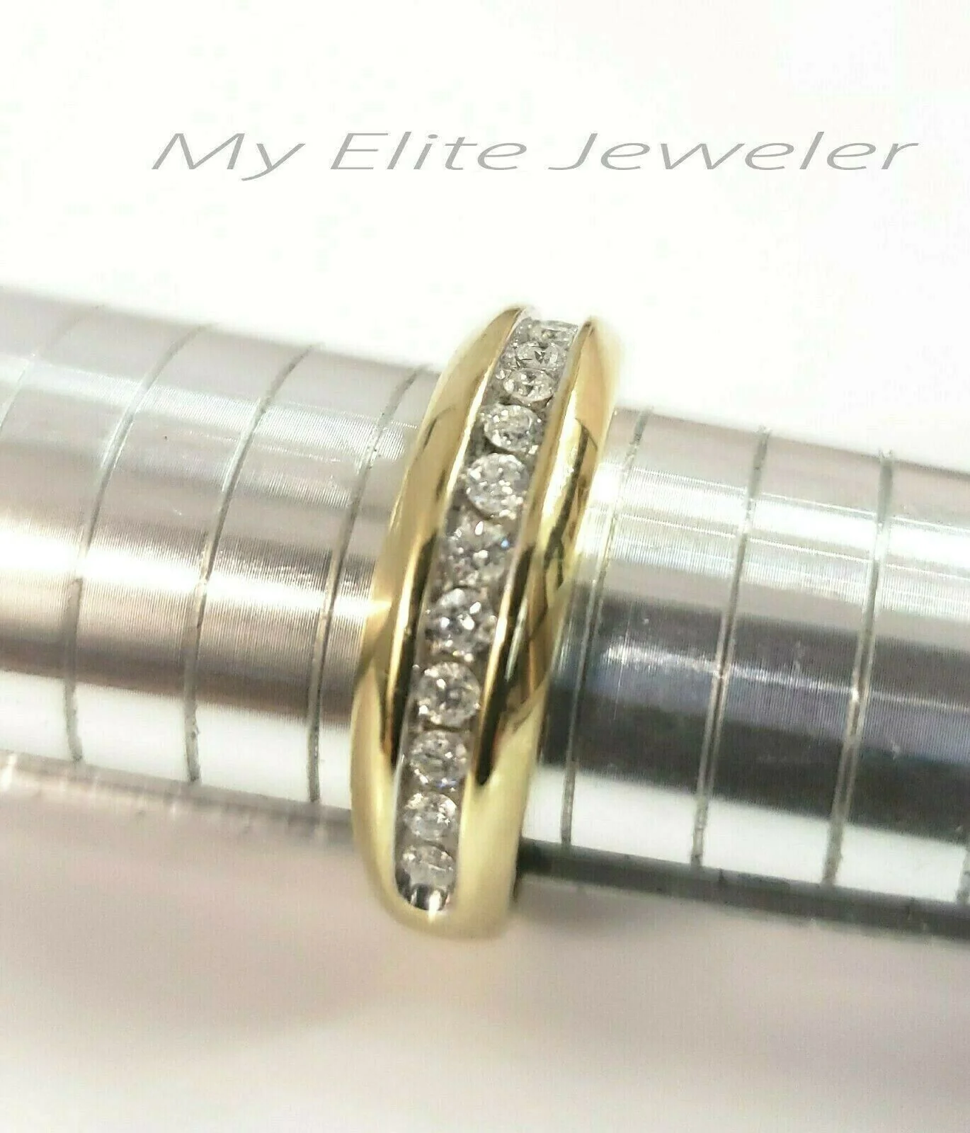 SOLID Gold Mens Diamond Ring Band 10k Yellow Gold Engagement Wedding Anniversary Ring Sizes 6,7,8,9,10,11 & 12 - Image 5