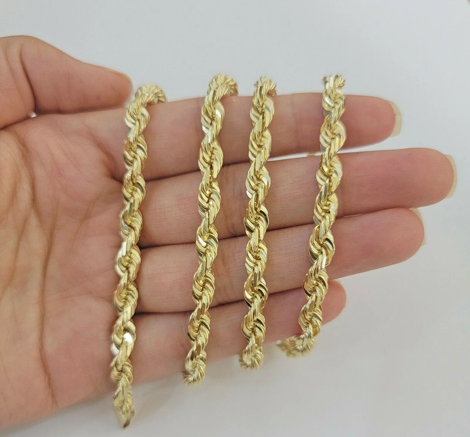 Solid Gold Rope Chain 10k Yellow Gold Necklace 24" 5mm Diamond Cut,Lobster, REAL - Image 3