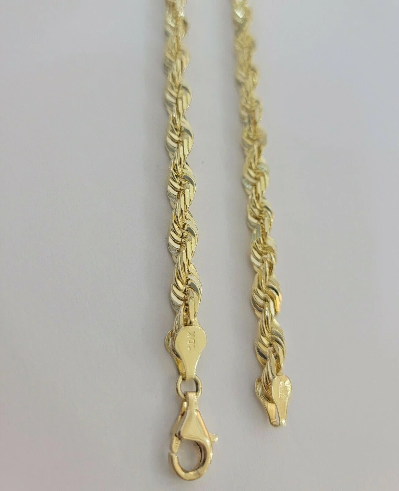 Solid Gold Rope Chain 10k Yellow Gold Necklace 24" 5mm Diamond Cut,Lobster, REAL - Image 5