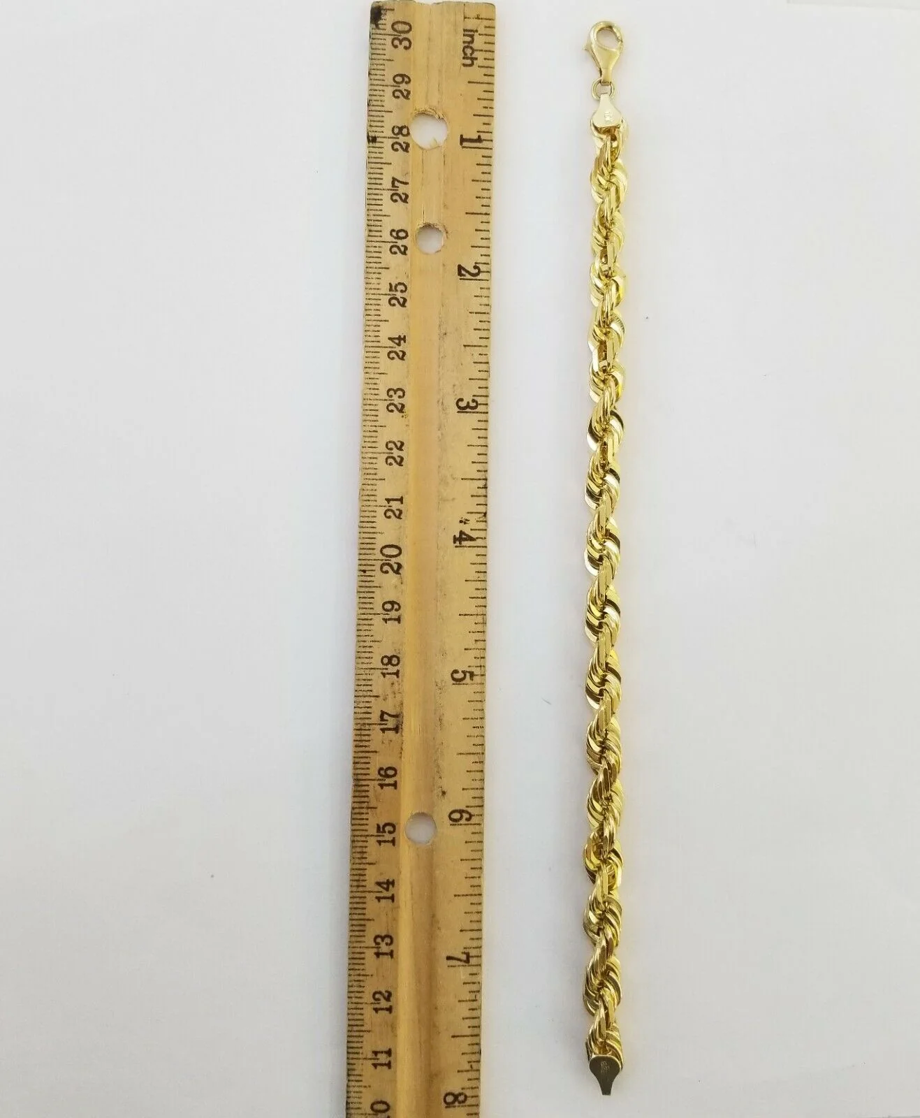 Solid Real 10K Yellow Gold Rope Bracelet 8" Inch 7mm 10kt Real gold men women - Image 8