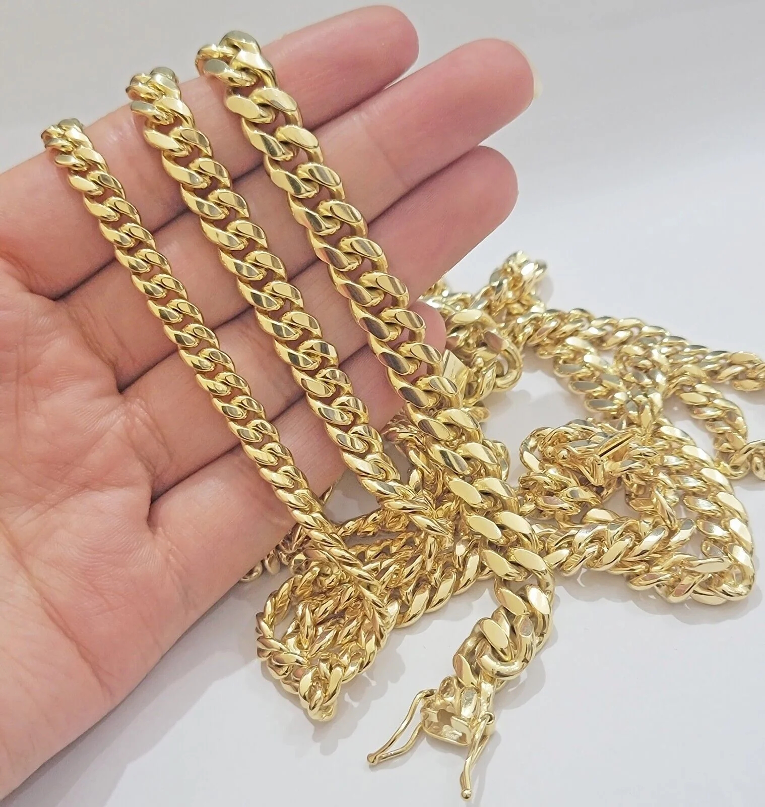 Solid Real 14k Gold Miami Cuban Link Chain Necklace 6mm 7mm 20" 22" 24" 14kt Men