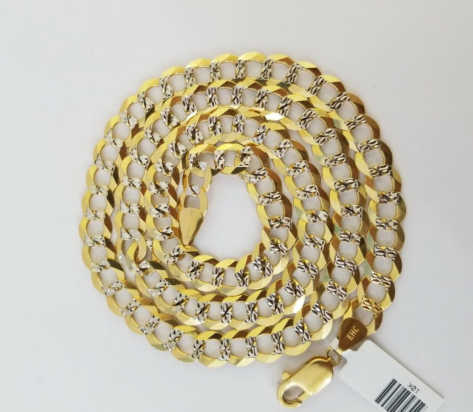 Solid REAL Yellow Gold 10k Cuban Curb Link necklace 8mm gold chain w diamond cut - Image 2