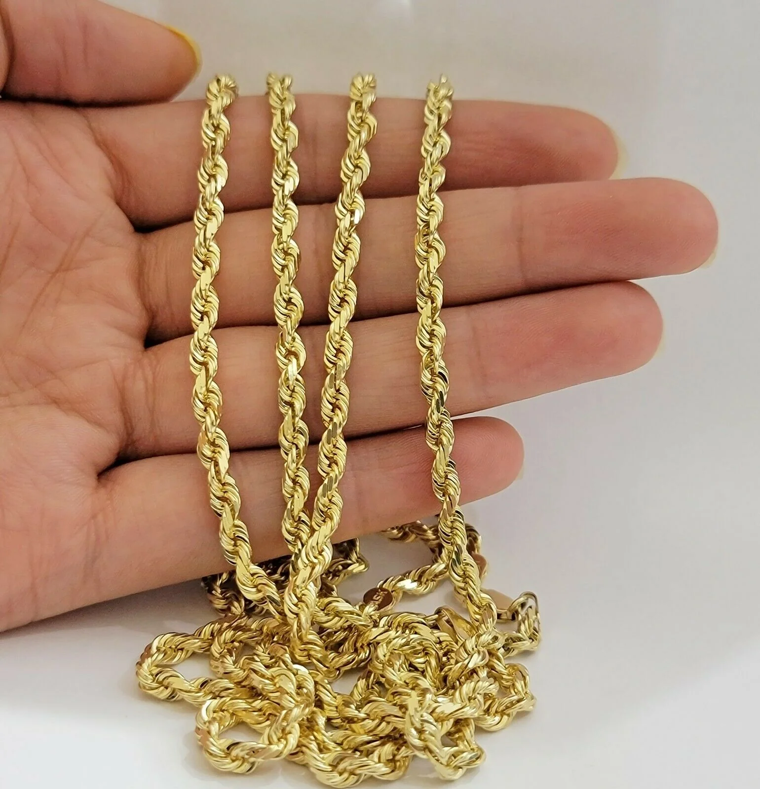Solid REAL10k Gold Rope Chain 4mm 18"-30" Necklace 10kt Yellow Gold Diamond Cut - Image 8