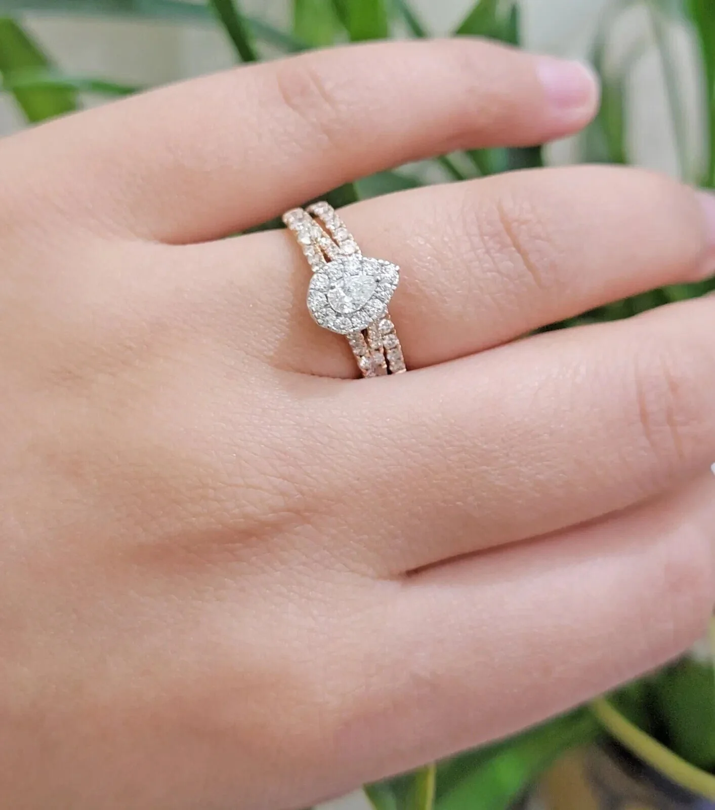 Tear Drop / Pear shape Ladies Diamond Ring GENUINE 1CT Diamond 14k Rose Gold SET Ring Sizes 6,7,8,9,10,11 & 12 - Image 4